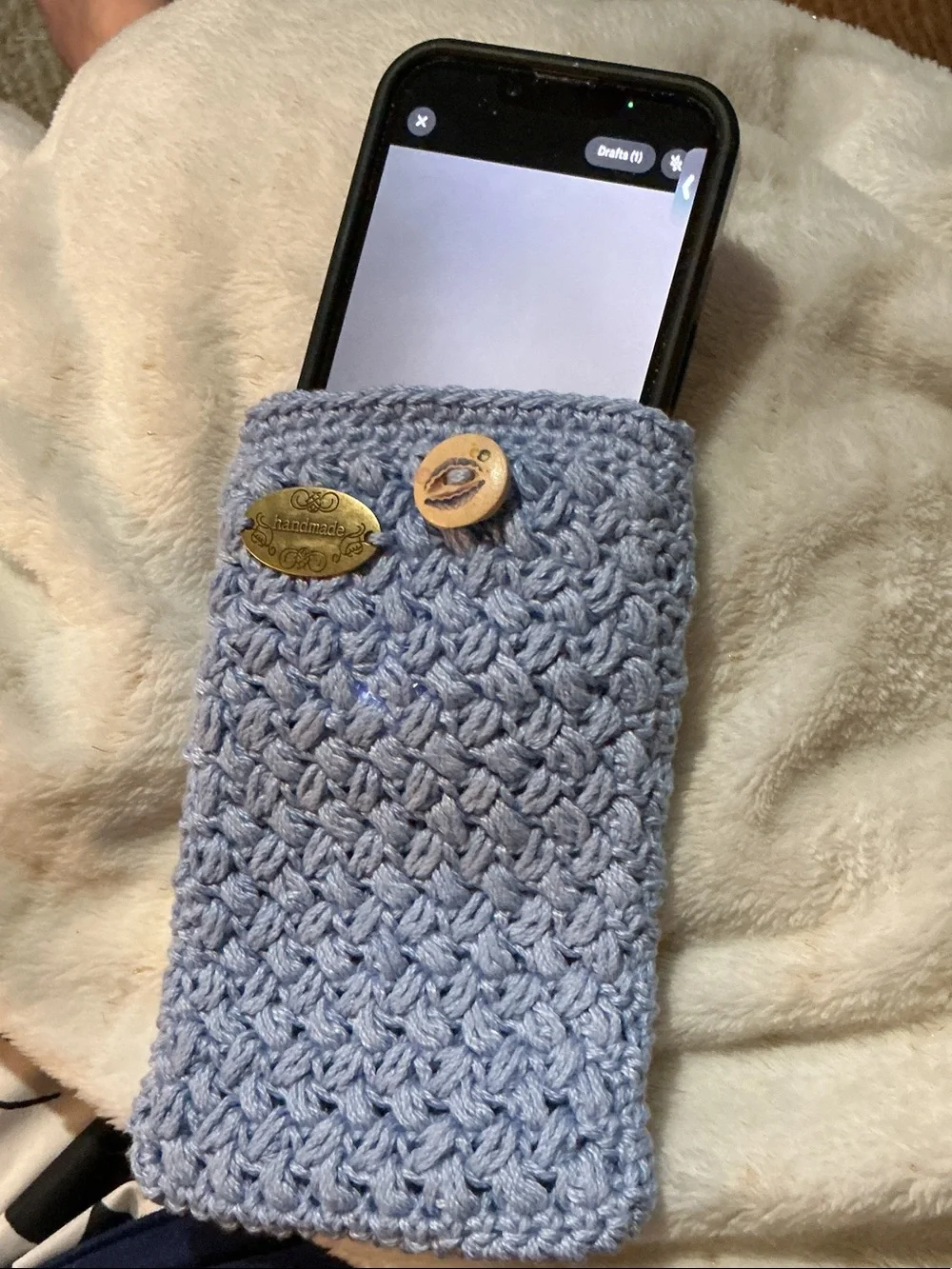 Crochet Phone Sleeve with Button Accent
